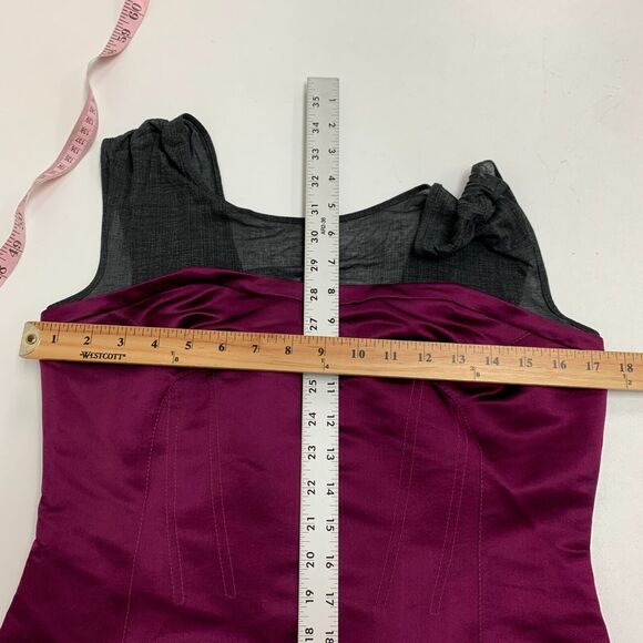 Tory Burch Sheath Dress Womens 10 Purple Corset Silk Zip Up Lined Sheer Contrast - Picture 9 of 16